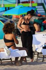 CHANTEL JEFFRIES in a Black Bikini at a Beach of Setai Hotel in Miami 03/20/2022