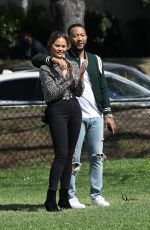 CHRISSY TEIGEN and John Legend Arrives at a Park in Beverly Hills 03/05/2022