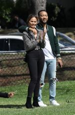 CHRISSY TEIGEN and John Legend Arrives at a Park in Beverly Hills 03/05/2022