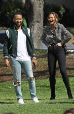 CHRISSY TEIGEN and John Legend Arrives at a Park in Beverly Hills 03/05/2022