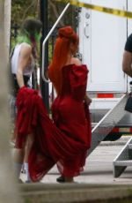 CHRISTINE AGUILERA Prepares to Film Her Music Video in Miami 03/10/2022