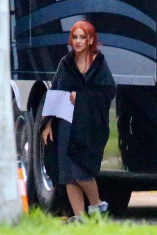 CHRISTINE AGUILERA Prepares to Film Her Music Video in Miami 03/10/2022