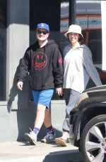 CLAUDIA TRAISAC and Josh Hutcherson Out for Coffee in Los Feliz 03/07/2022