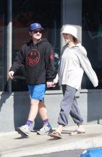 CLAUDIA TRAISAC and Josh Hutcherson Out for Coffee in Los Feliz 03/07/2022