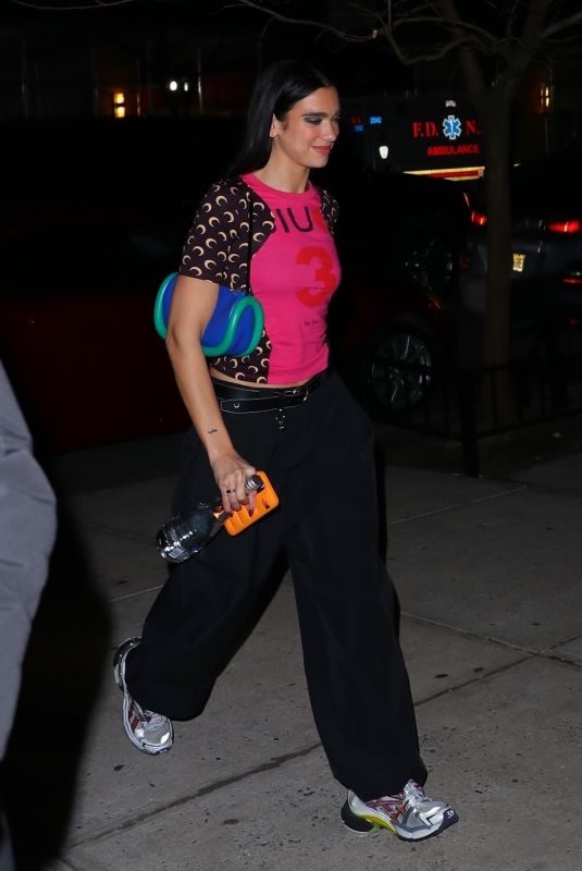 DUA LIPA Arrives at Her Hotel in New York 03/01/2022