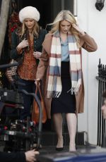 ELIZABETH HURLEY and NATHALIE COX on the Set of Christmas in the Caribbean in London 03/17/2022