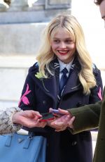 EMILY ALYN LIND on the Set of Gossip Girl in New York 03/22/2022