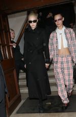 GIGI and BELLA HADID Arrives at Burberry Fashion Show in London 03/11/2022