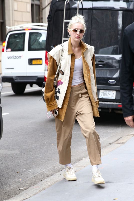 GIGI HADID Arrives at Ralph Lauren Fashion Show at Museum of Modern Art in New York 03/22/2022