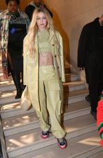 GIGI HADID Leaves Off-White Show at Paris Fashion Week 02/28/2022