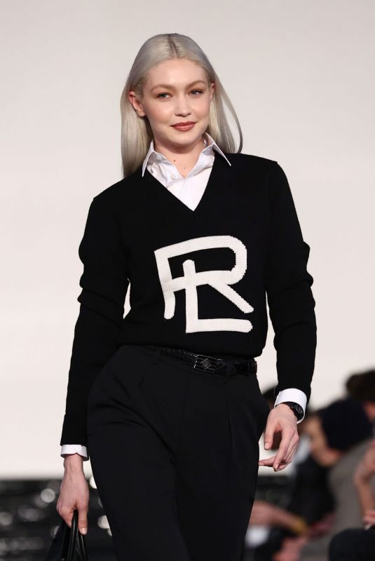 GIGI HADID Walks Runway at Ralph Lauren Fall 2022 Show in New York 03/22/2022
