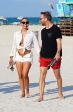 JESSICA LEDON and David Guetta at a Beach in Miami 03/20/2022