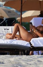 JESSICA LEDON and David Guetta at a Beach in Miami 03/20/2022