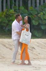 JESSICA LEDON and David Guetta Out on the Beach in St.Barths 03/01/2022