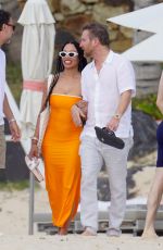 JESSICA LEDON and David Guetta Out on the Beach in St.Barths 03/01/2022