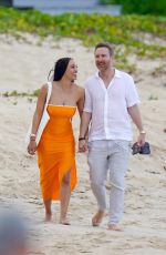 JESSICA LEDON and David Guetta Out on the Beach in St.Barths 03/01/2022