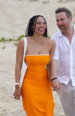 JESSICA LEDON and David Guetta Out on the Beach in St.Barths 03/01/2022