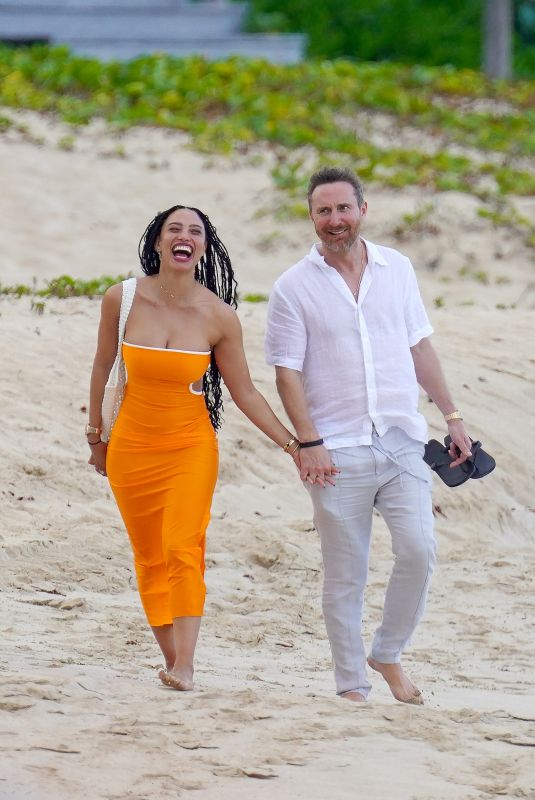 JESSICA LEDON and David Guetta Out on the Beach in St.Barths 03/01/2022