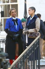 JORDAN ALEXANDER, SAVANNAH LEE SMITH and ELI BROWN on the Set of Gossip Girl in New York 02/28/2022