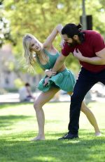 JOY CORRIGAN Filming a Karate Action Scene in Los Angeles 03/22/2022