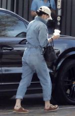 KATY PERRY in a Denim Jumpsuit Visits a Friend in Los Angeles 03/25/2022