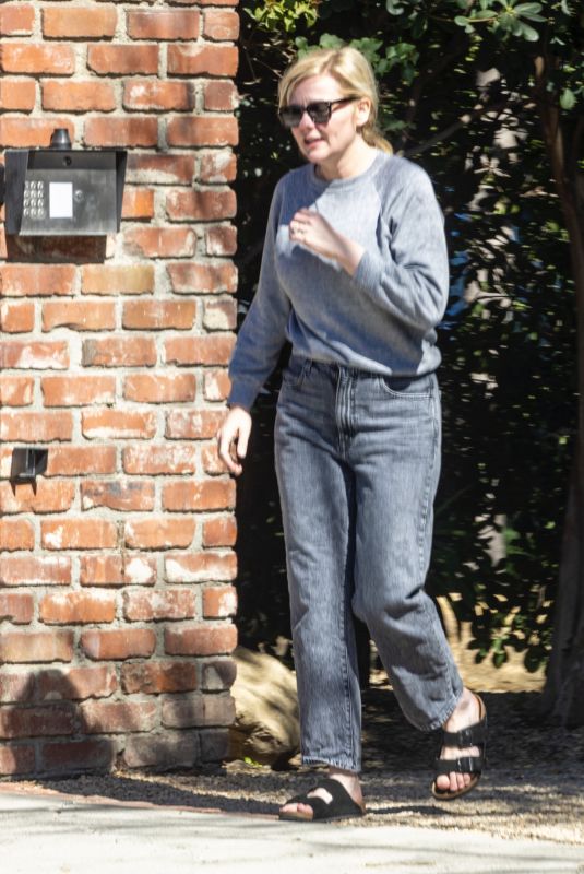 KIRSTEN DUNST Outside Her Home in Los Angeles 02/28/2022