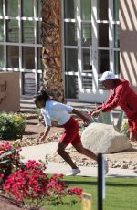 LEYLAH FERNANDEZ Workout with Her Dad and Coach in Palm Springs 03/09/2022