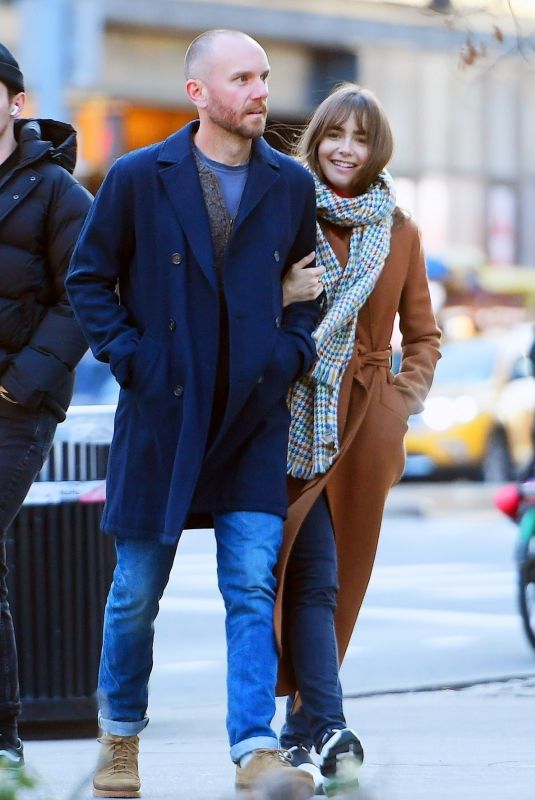 LILY COLLINS and Charlie McDowell Out in New York 03/21/2022