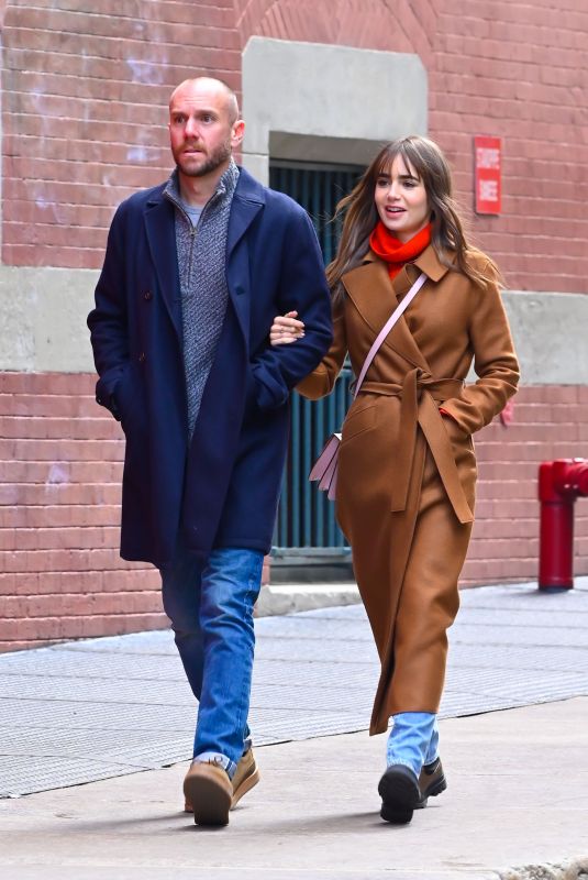 LILY COLLINS and Charlie McDowell Out in New York 03/23/2022