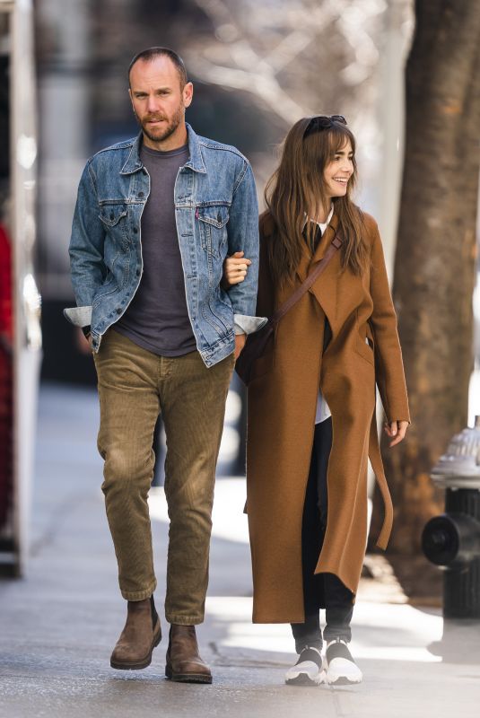 LILY COLLINS and Charlie McDowell Out in New York 03/24/2022