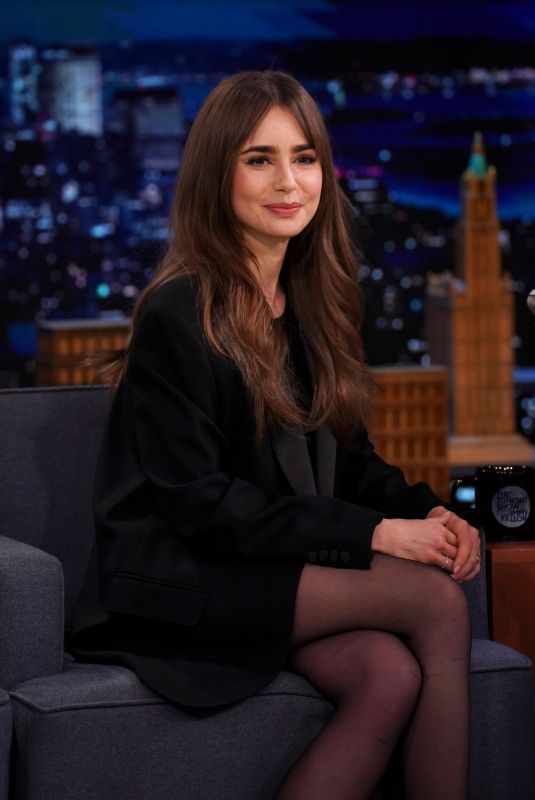 LILY COLLINS at Tonight Show Starring Jimmy Fallon 03/22/2022