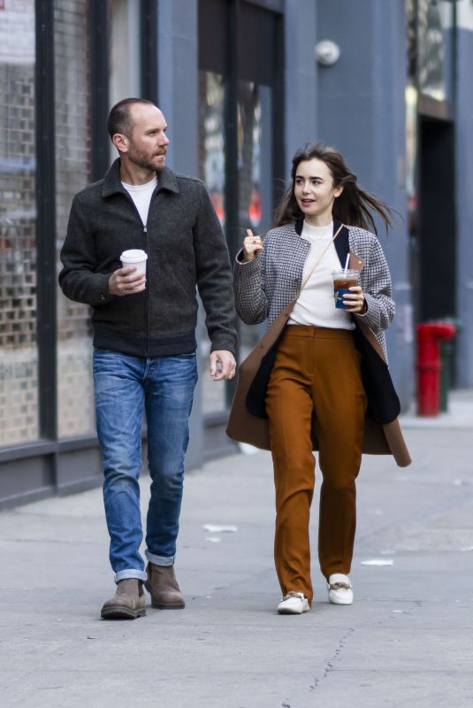 LILY COLLINS Out and About in New York 03/20/2022