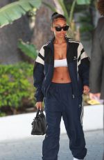 LORI HARVEY Arrives at After Workout Lunch at Sunset Tower Hotel in West Hollywood 03/21/2022