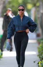 LORI HARVEY Leaves a Skincare Clinic in West Hollywood 03/30/2022