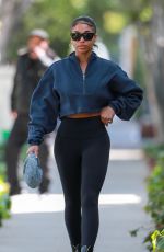 LORI HARVEY Leaves a Skincare Clinic in West Hollywood 03/30/2022