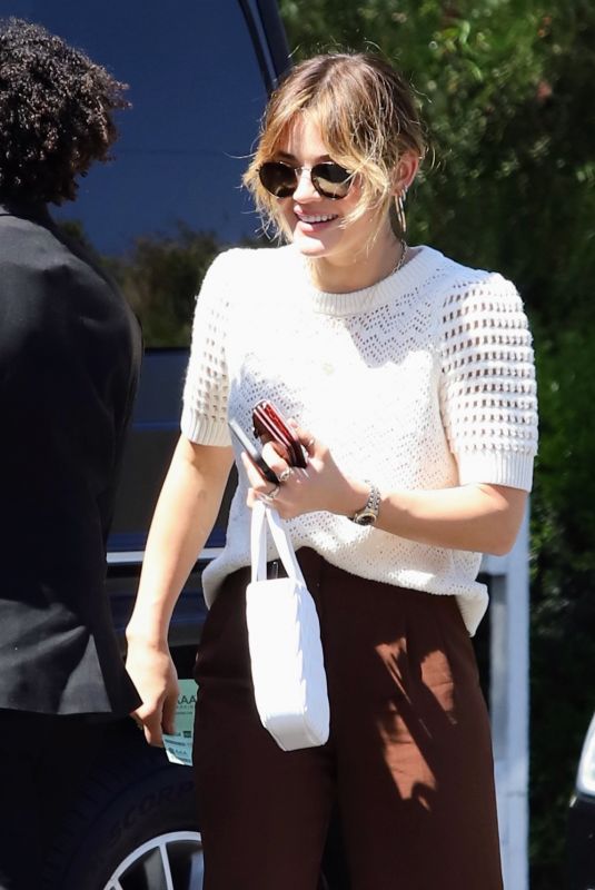LUCY HALE Arrives at a Lunch Meeting in West Hollywood 03/16/2022