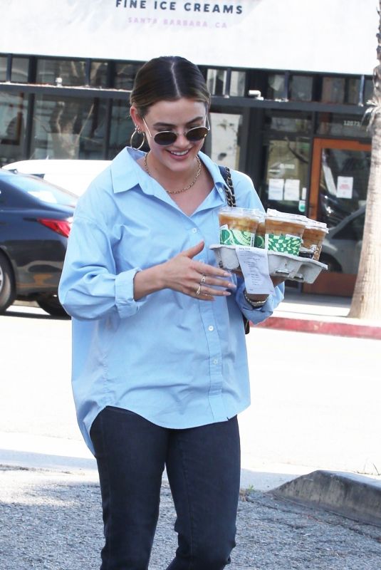 LUCY HALE Out for Coffee at Alfred in Los Angeles 03/30/2022