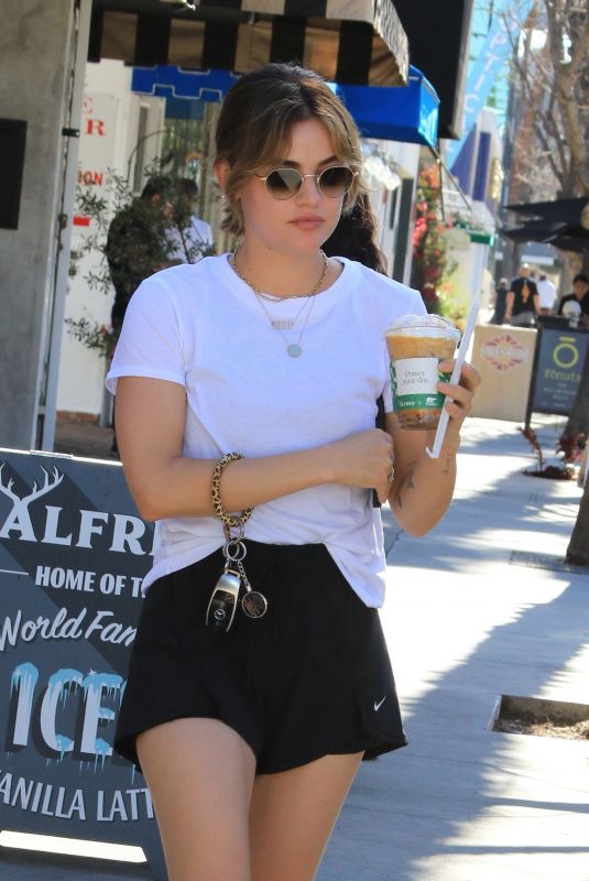 LUCY HALE Out for Iced Coffee in West Hollywood 03/23/2022