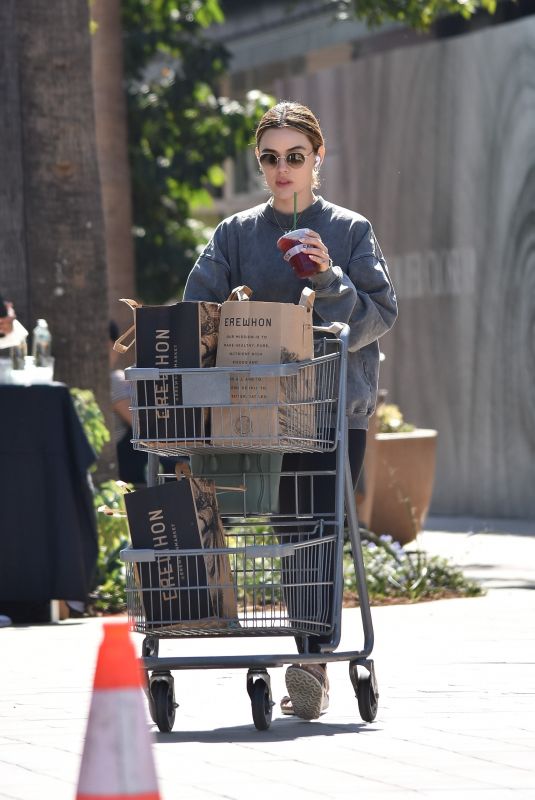 LUCY HALE Shopping at Erewhon Market in Studio City 03/03/2022