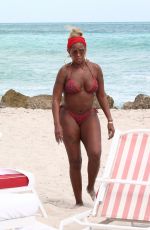 MARY J. BLIGE in Bikini at a Beach in Miami 03/12/2022