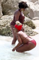 MARY J. BLIGE in Bikini at a Beach in Miami 03/12/2022