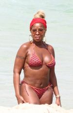 MARY J. BLIGE in Bikini at a Beach in Miami 03/12/2022