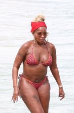 MARY J. BLIGE in Bikini at a Beach in Miami 03/12/2022