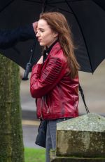 PHOEBE DYNEVOR on the Set of Bank of Dave at Burnley Centre Library 03/02/2022