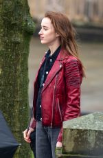 PHOEBE DYNEVOR on the Set of Bank of Dave at Burnley Centre Library 03/02/2022