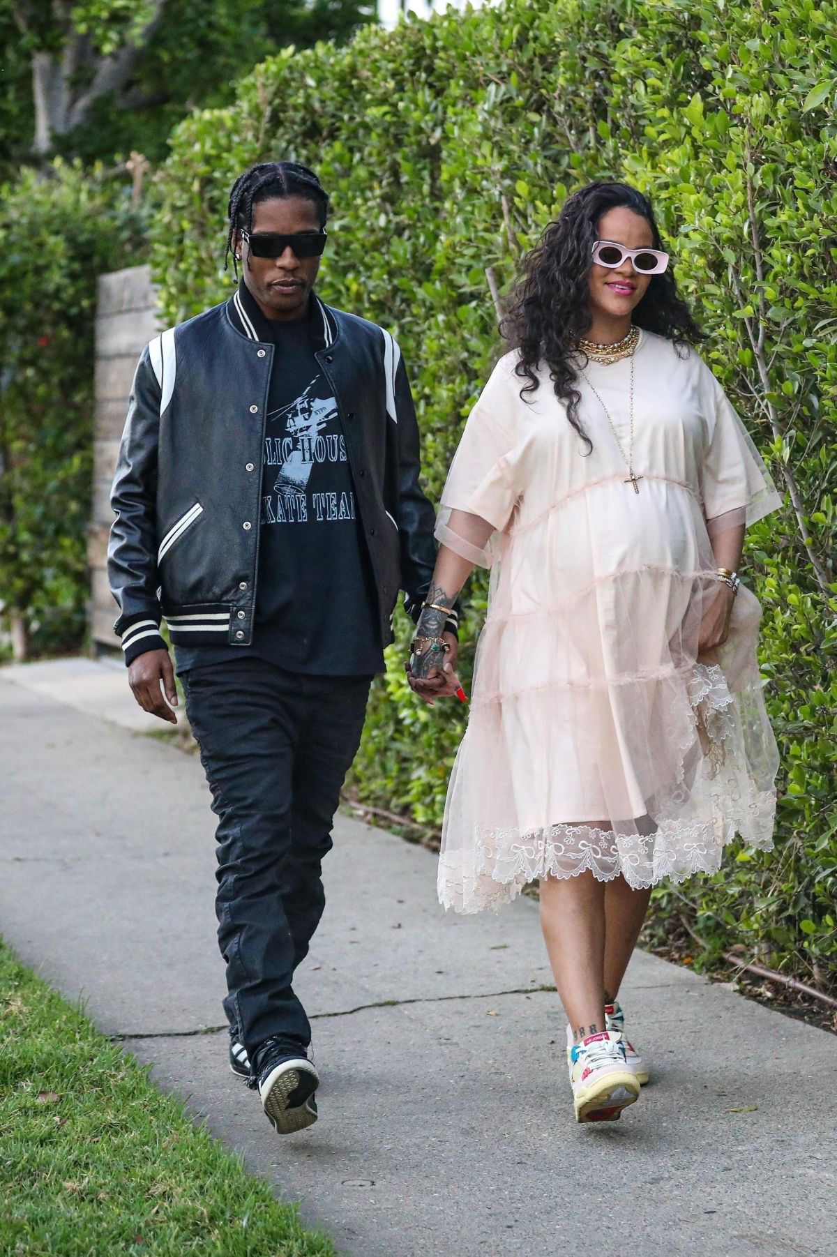 Pregnant RIHANNA and A$AP Rocky at Mauros’ Cafe in West Hollywood 03/23 ...