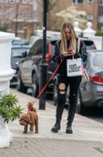 ROXY HORNER Out with Her Dog in Notting Hill 03/29/2022