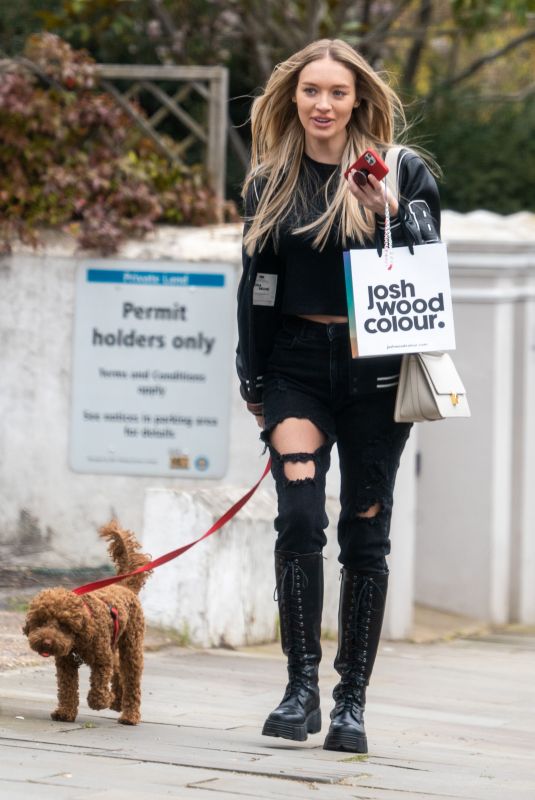 ROXY HORNER Out with Her Dog in Notting Hill 03/29/2022