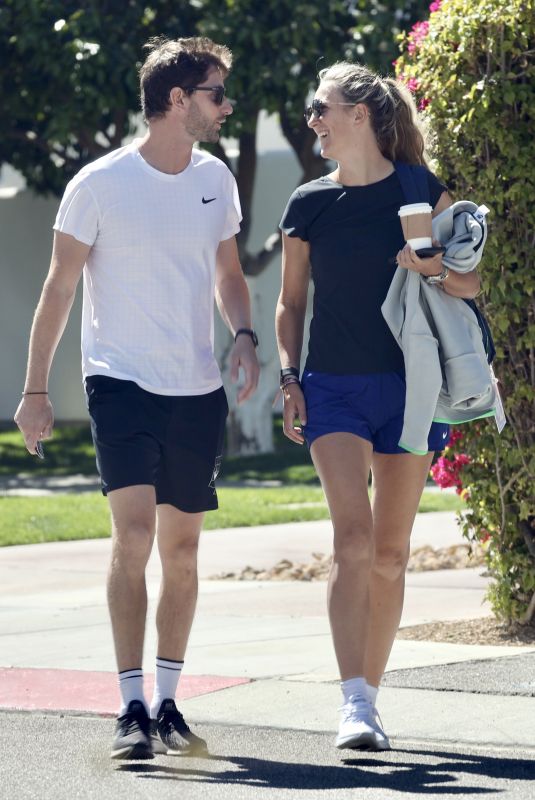 VICTORIA AZARENKA Out for Coffee with Trainer Francis Bougy in Palm Springs 03/11/2022