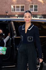 ZOE SALDANA Arrives at Her Hotel in New York 02/28/2022